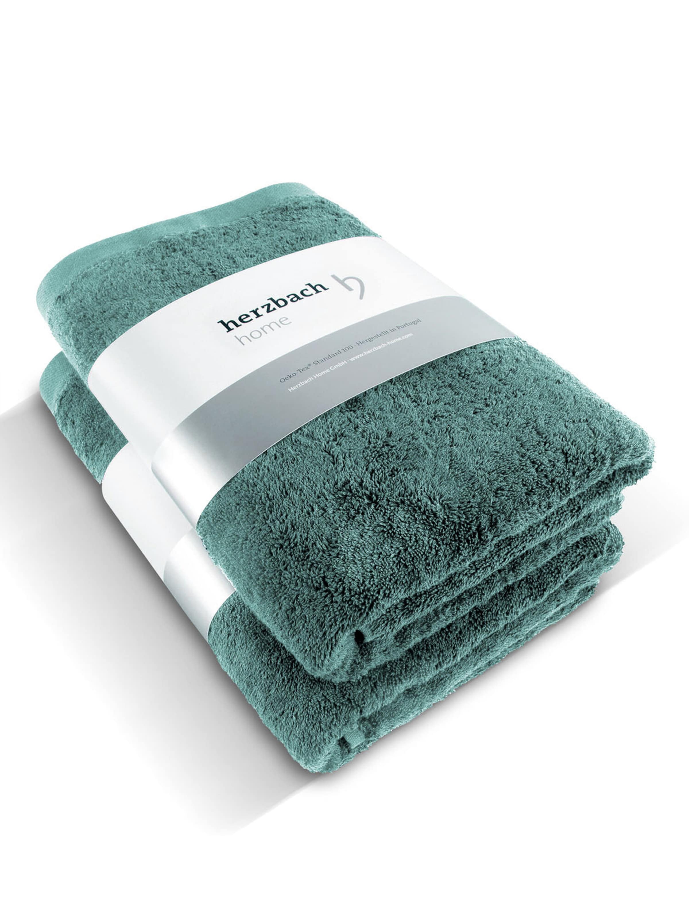 Herzbach home Duschtuch 'Pura' in grün, Produktansicht