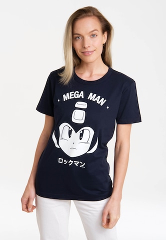 LOGOSHIRT Shirt 'Mega Man - Gesicht' in Blue: front