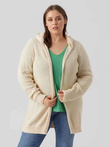 Vero Moda Curve Gebreid vest in Beige: voorkant