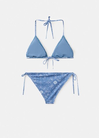 MANGO TEEN Triangle Bikini 'Wavy' in Blue