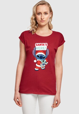 ABSOLUTE CULT T-Shirt 'Lilo And Stitch - Santa Is Here' in Rot: predná strana