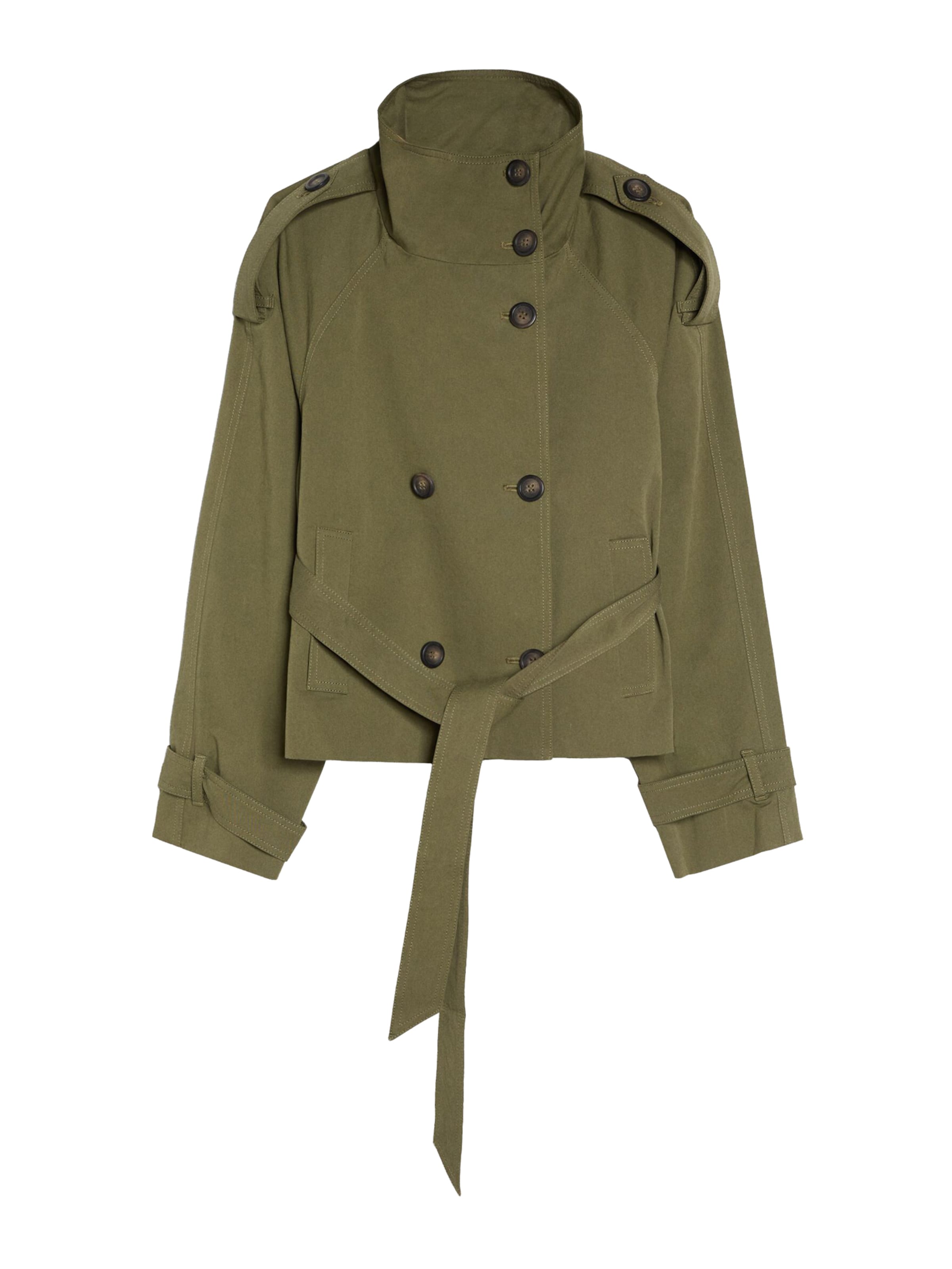 Bershka Manteau mi-saison en olive, Vue avec produit