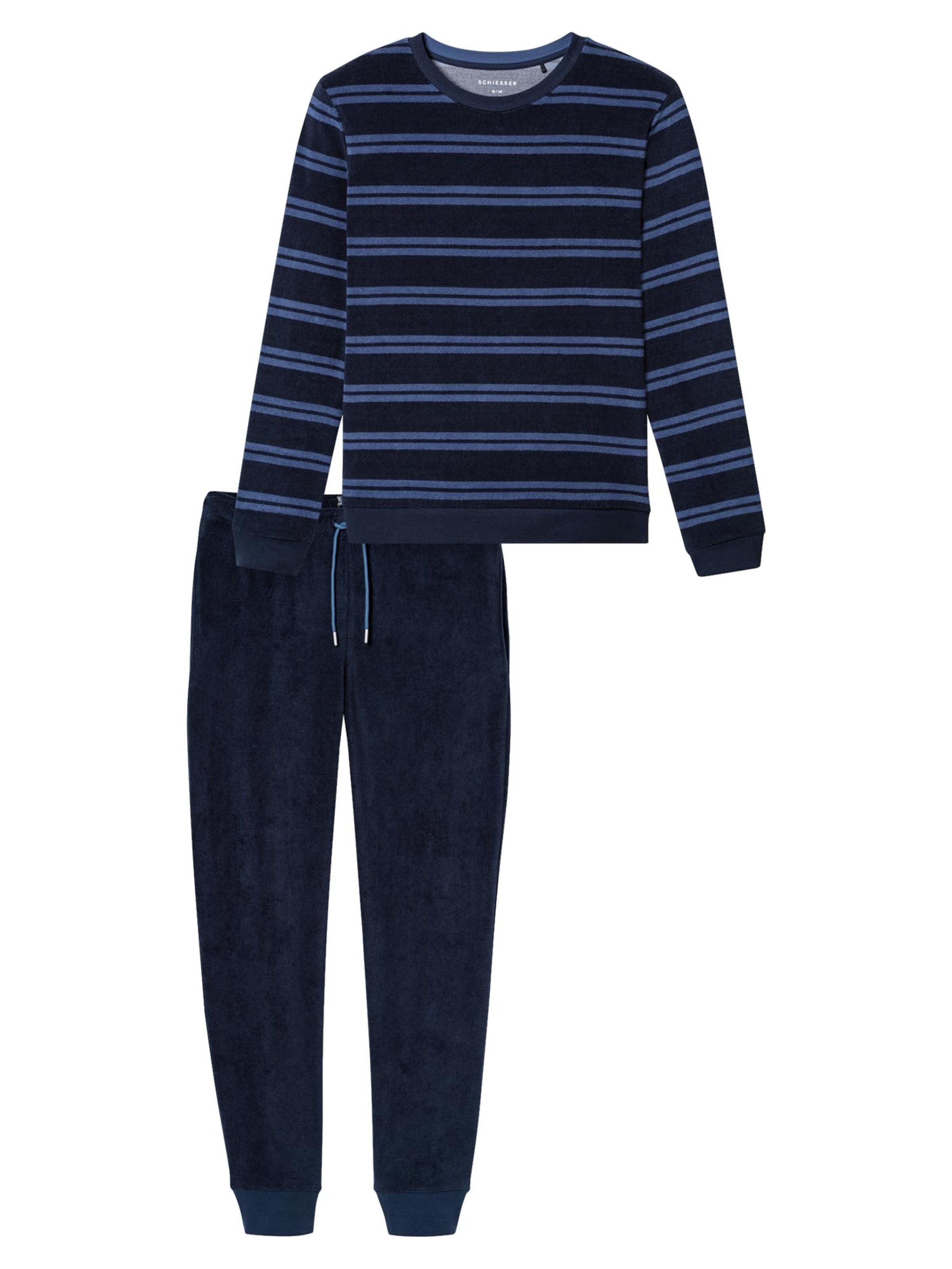 SCHIESSER - Pijama largo en azul: frente
