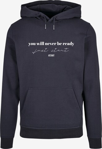Merchcode Sweatshirt 'Just Start' in Blauw: voorkant