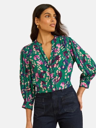 love & roses Bluse in marine / grün / lila / rosa, Produktansicht