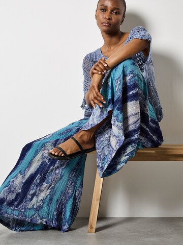 Wide Leg Pantalon Apricot en bleu