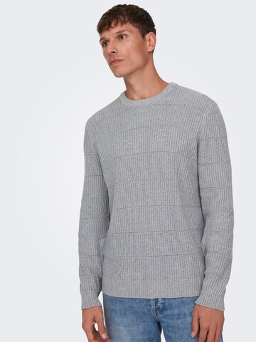 Only & Sons Пуловер 'MARSHALL' в сиво