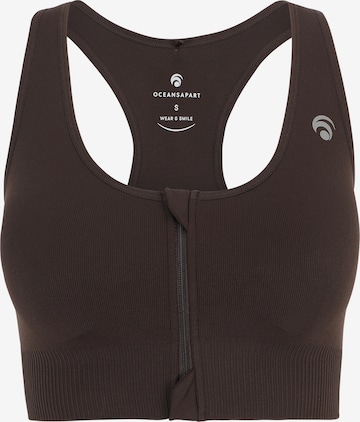 OCEANSAPART - Bustier Sujetador deportivo 'Nami' en marrón: frente