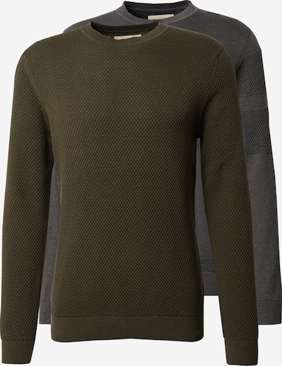 Jack & Jones Premium Neulepaita 'JPRBLUNOAH' värissä tummanharmaa / oliivi, Tuotenäkymä