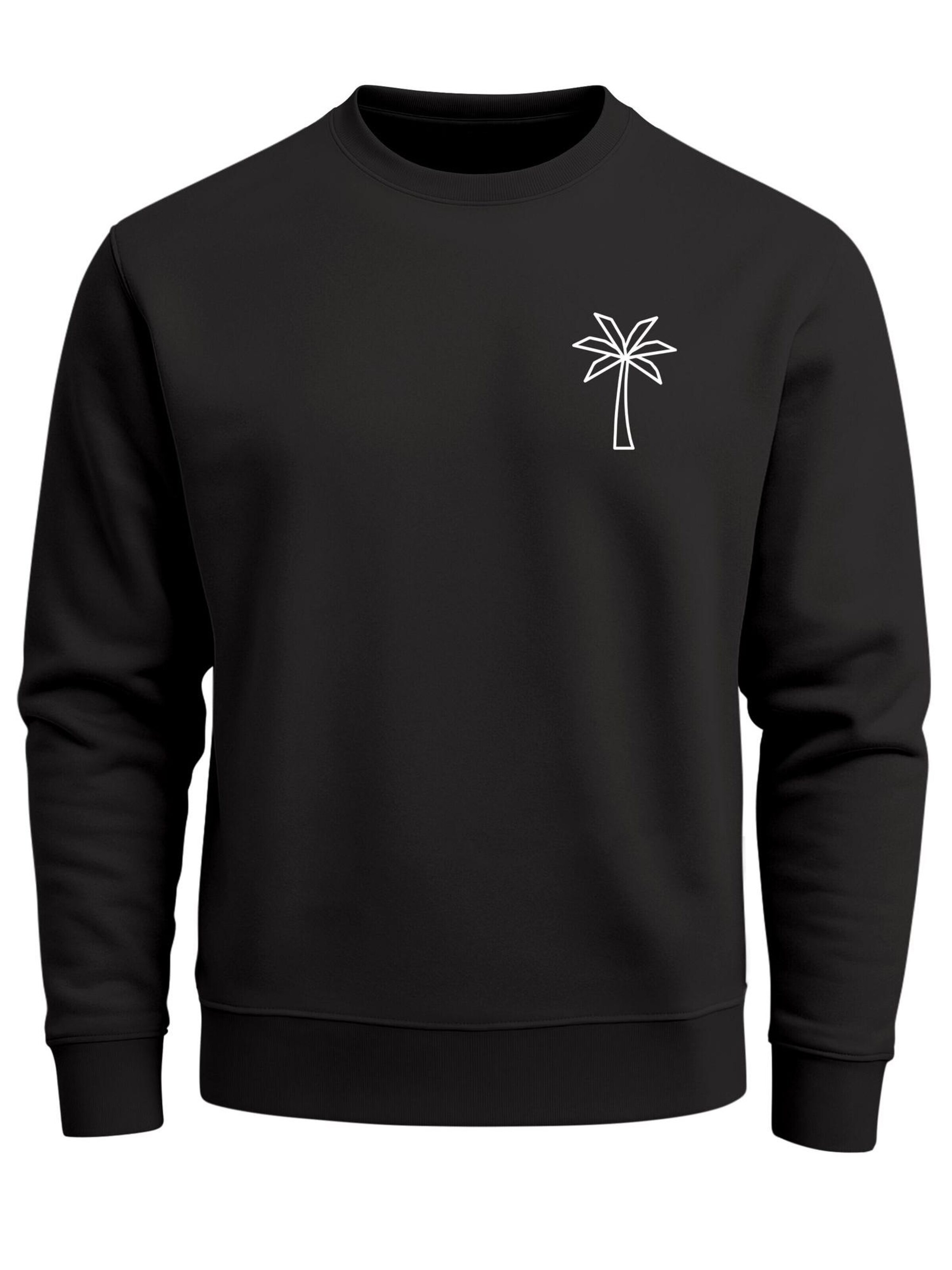 Neverless Sweatshirt 'Palme Polygon'‌‌‌ in Schwarz: Vorderseite