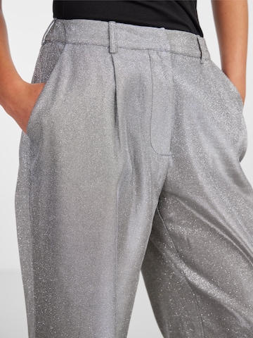 PIECES Wide leg Pants 'GLITTY' in Grey