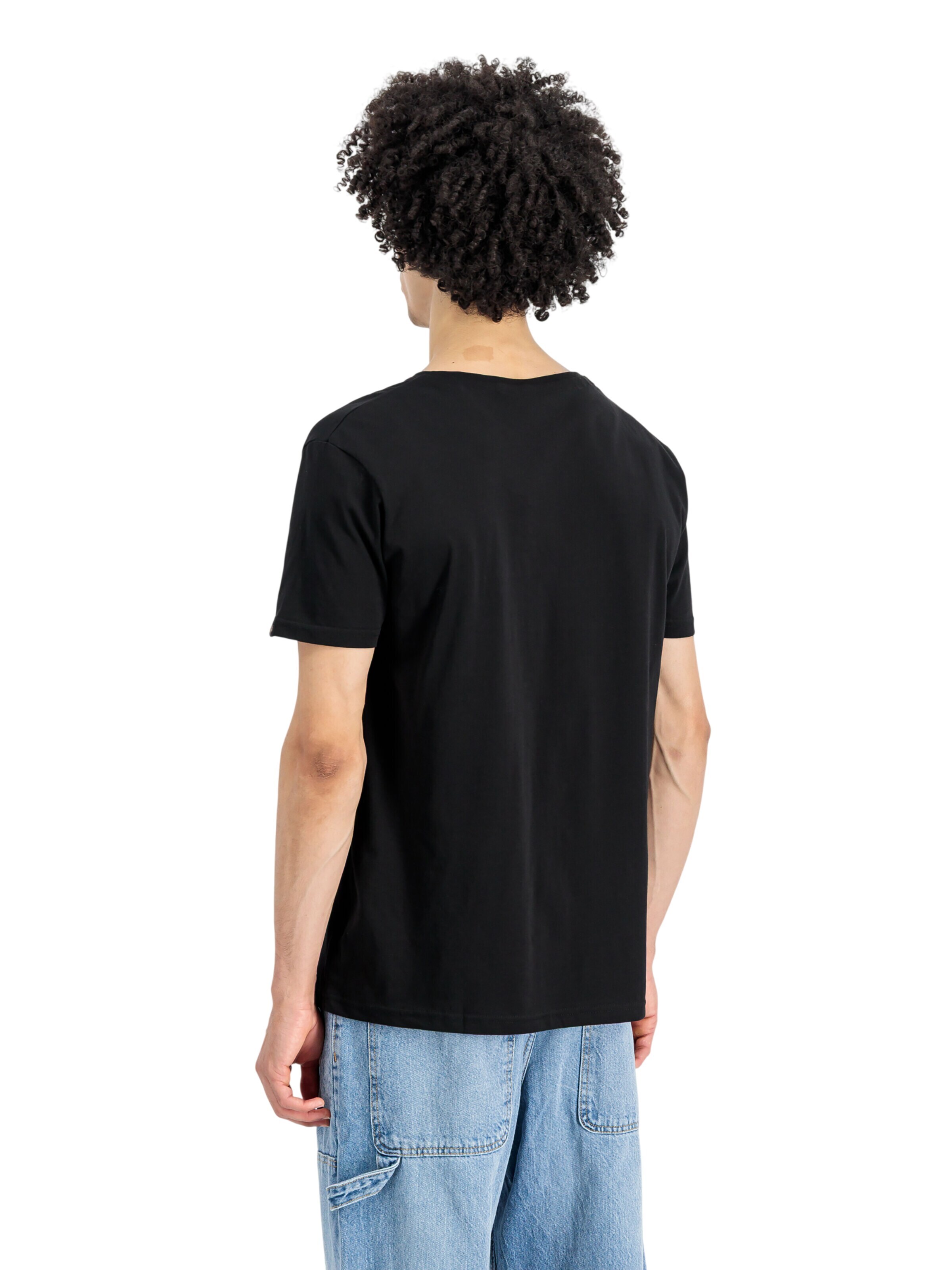 ALPHA INDUSTRIES Shirt 'Basic V-Neck'‌‌‌ in Schwarz