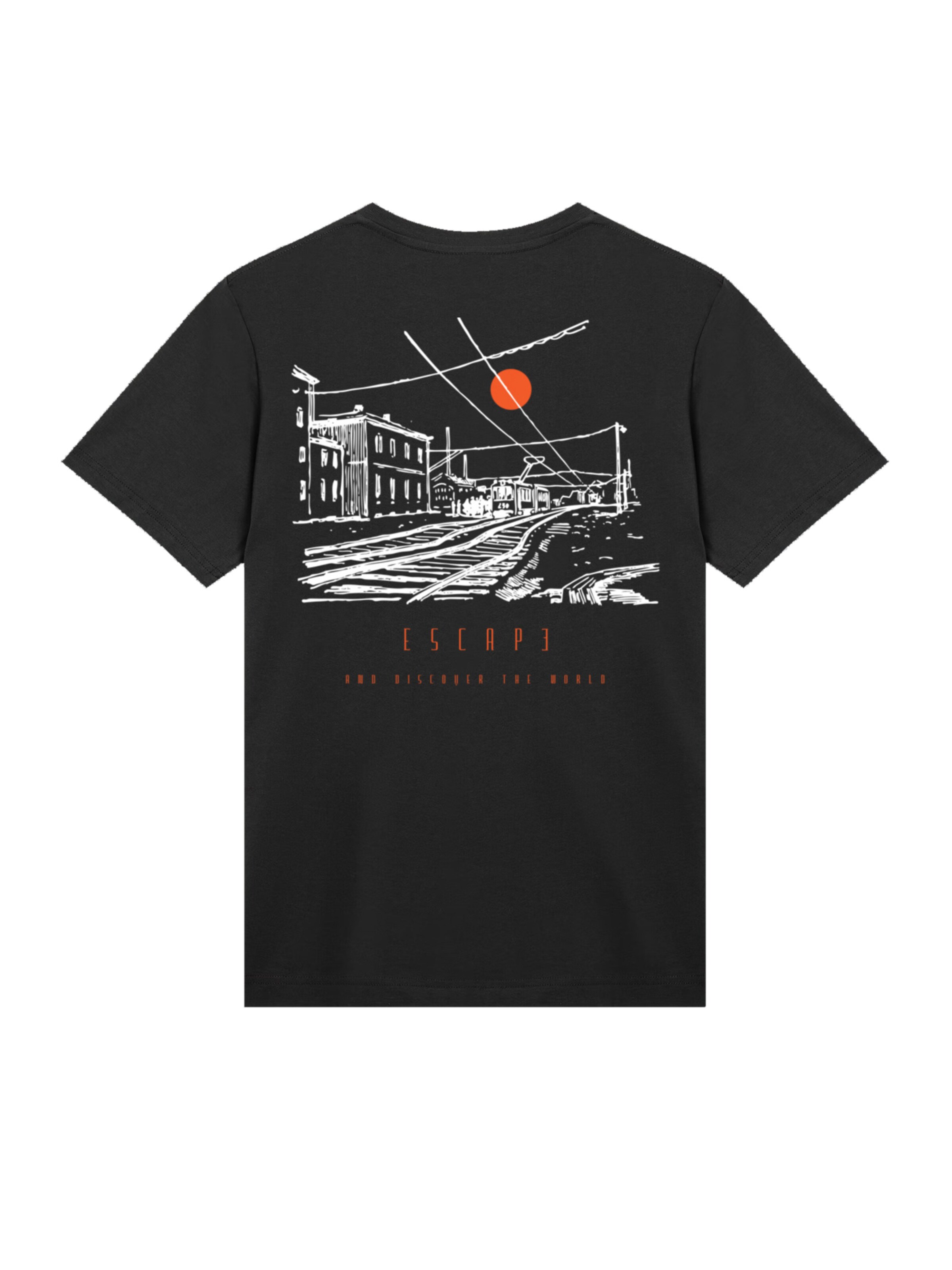 F4NT4STIC Shirt 'Escape Discover the World Town Train Station' in Black: front