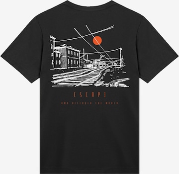 F4NT4STIC Shirt 'Escape Discover the World Town Train Station' in Black: front