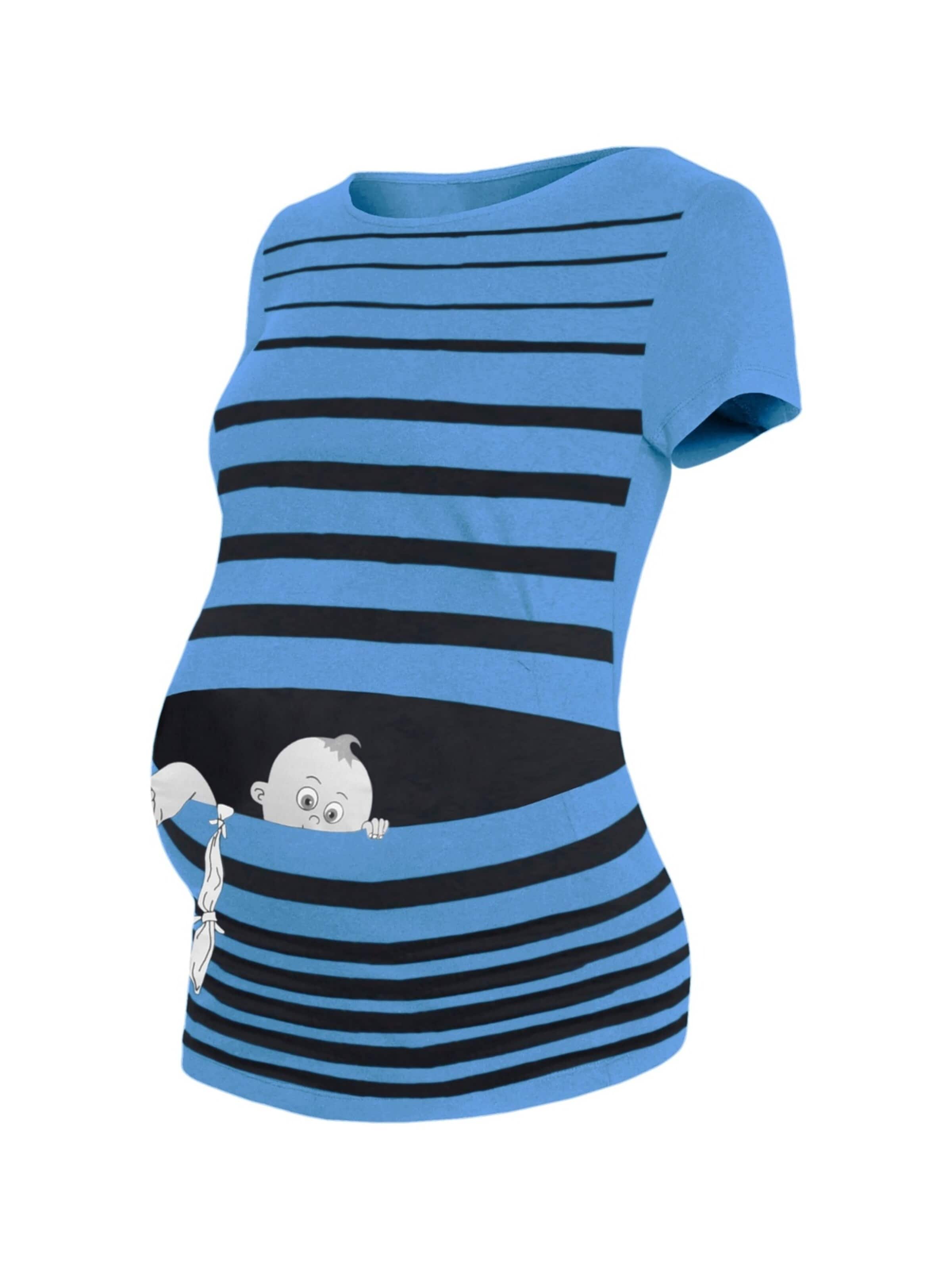 M.M.C. Shirt 'Baby Flucht Umstandsshirt' in Blue: front