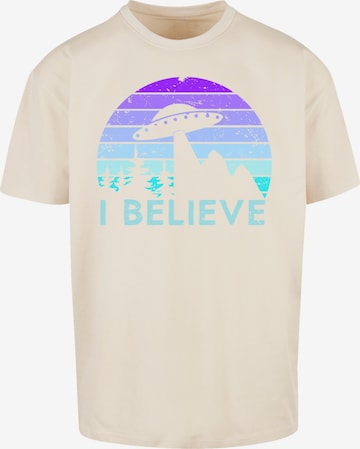 T-Shirt 'I Believe UFO Alien Raumschiff Retro' F4NT4STIC en beige : devant