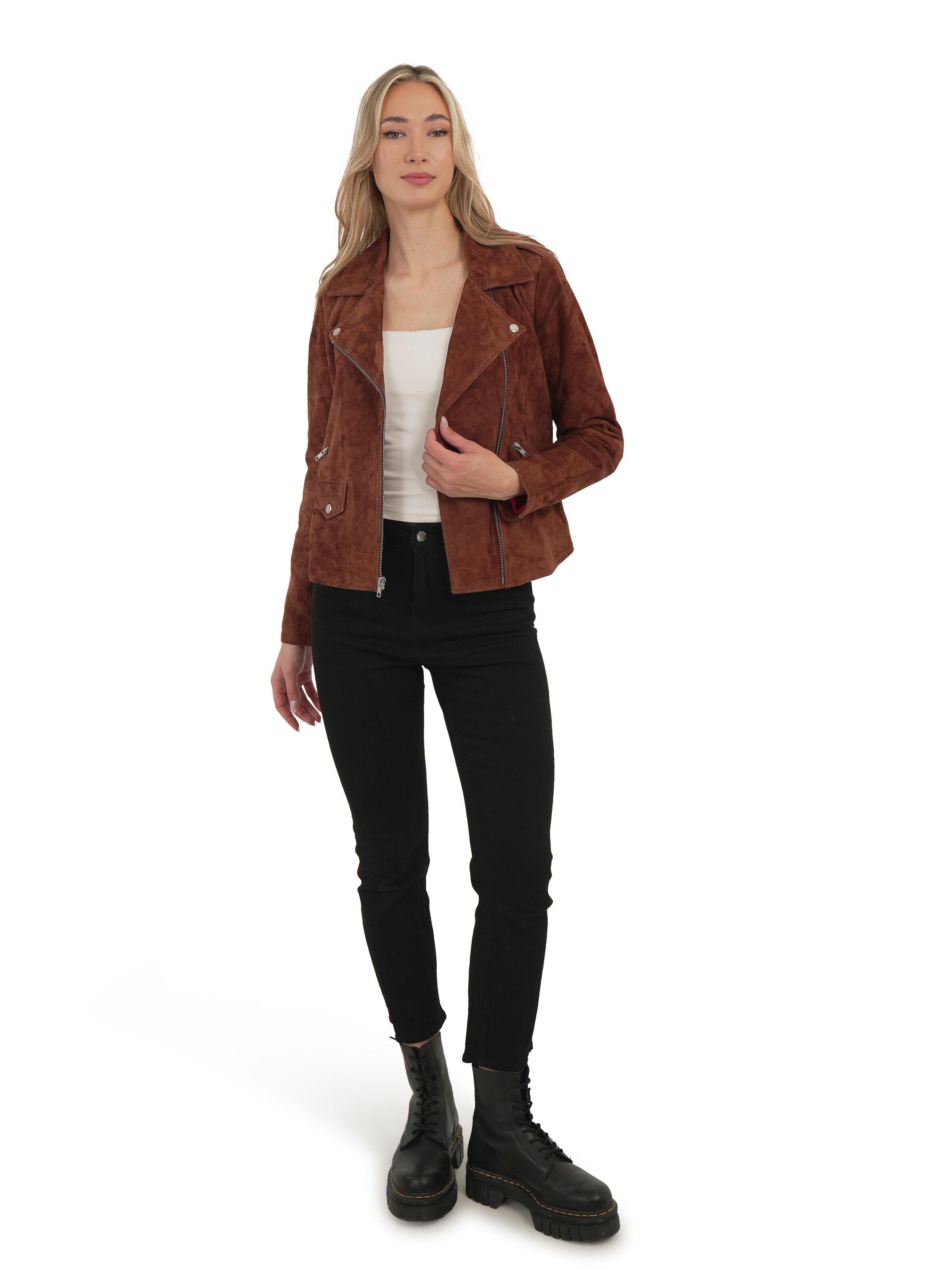 Chic and Clicks - Chaqueta de entretiempo 'Camel Suede' en marrón
