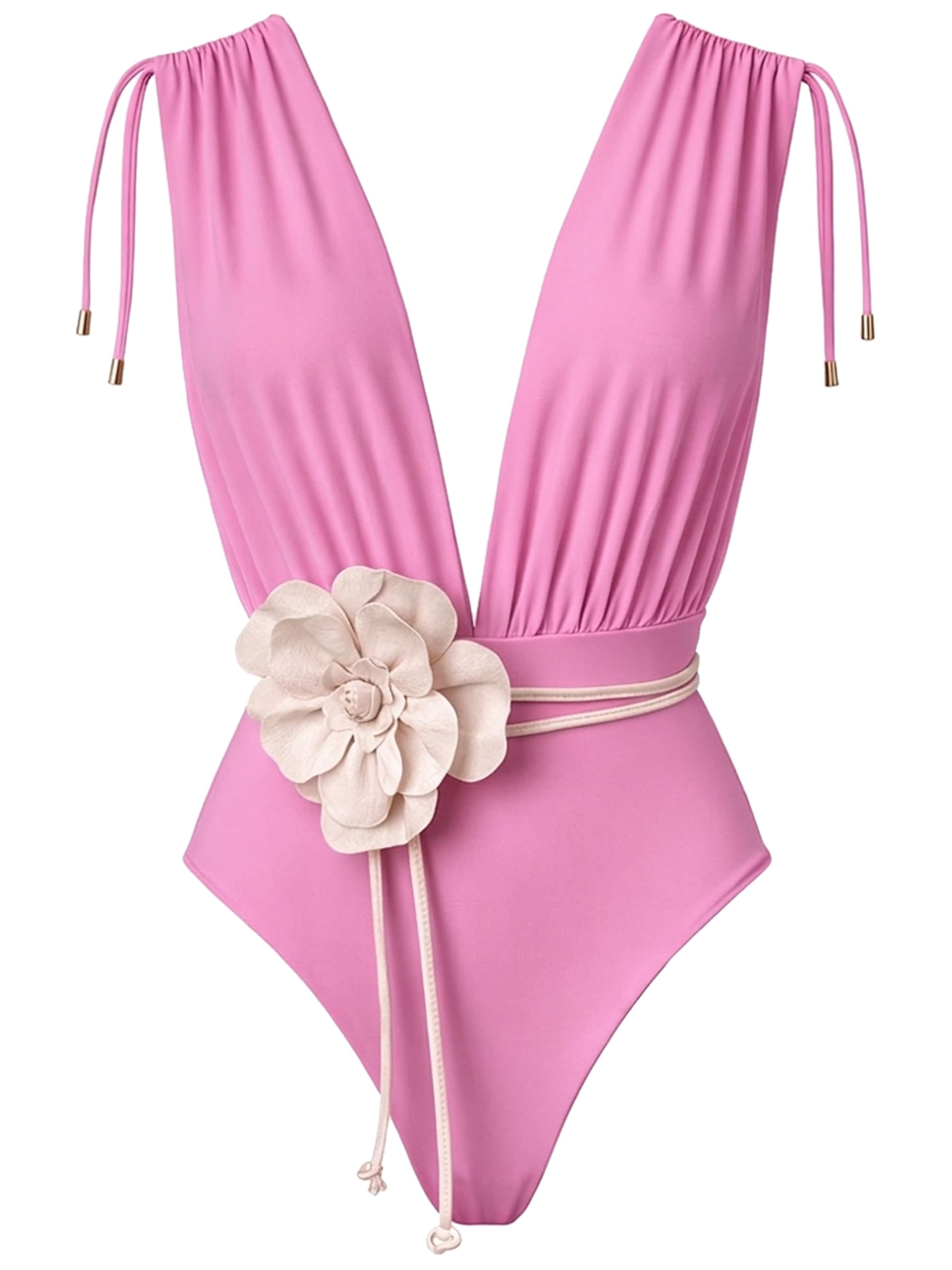 SEA ME SWIM High neck Swimsuit 'CAYMAN FLORAL 01' in Pink: front