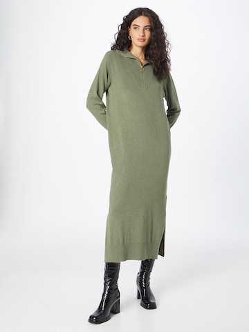 PULZ Jeans Gebreide jurk 'SARA' in Groen: voorkant