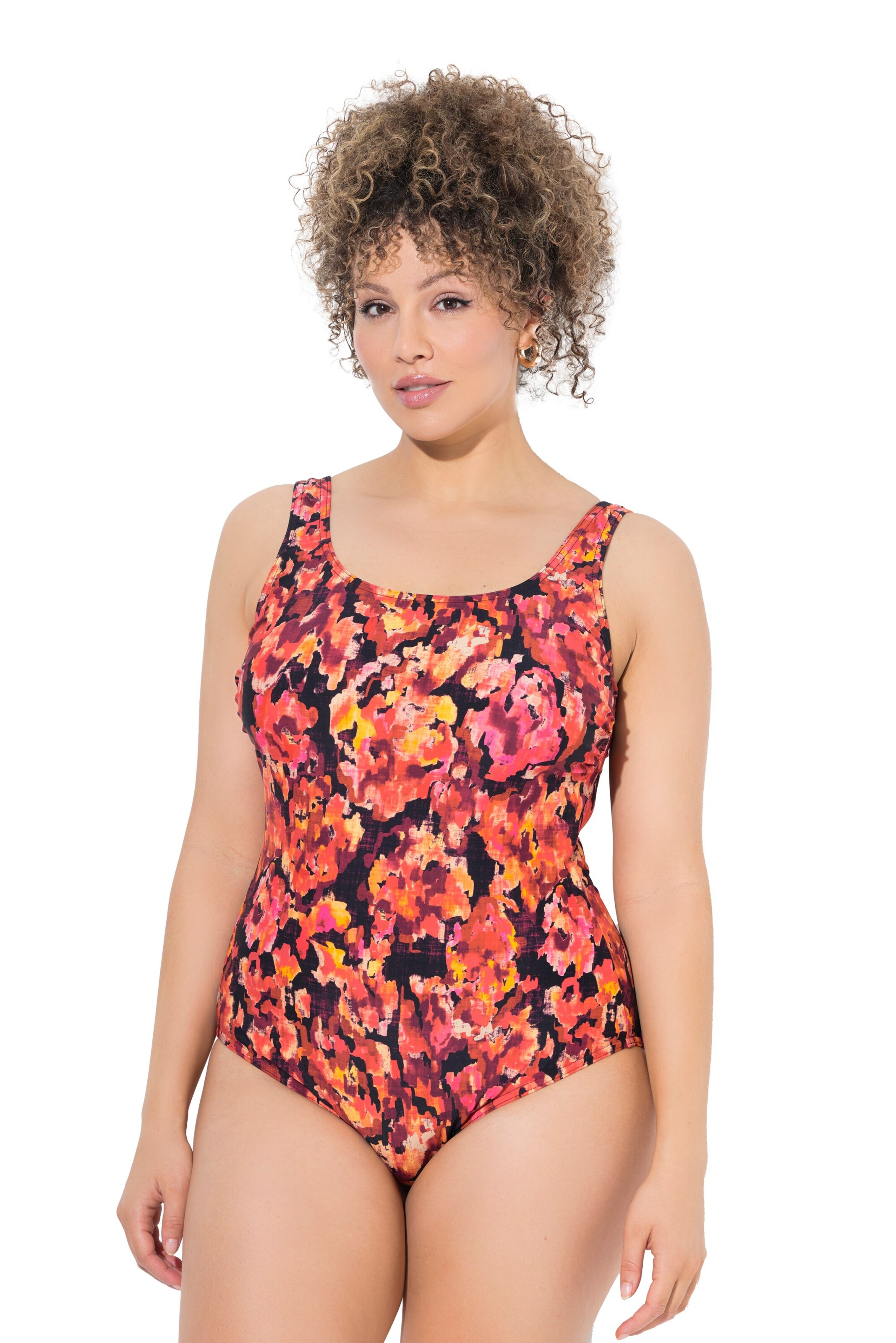 Ulla Popken T-shirt Swimsuit in Orange: front