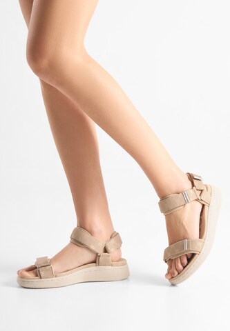 WODEN Sandaler ' Line Woven ' i beige