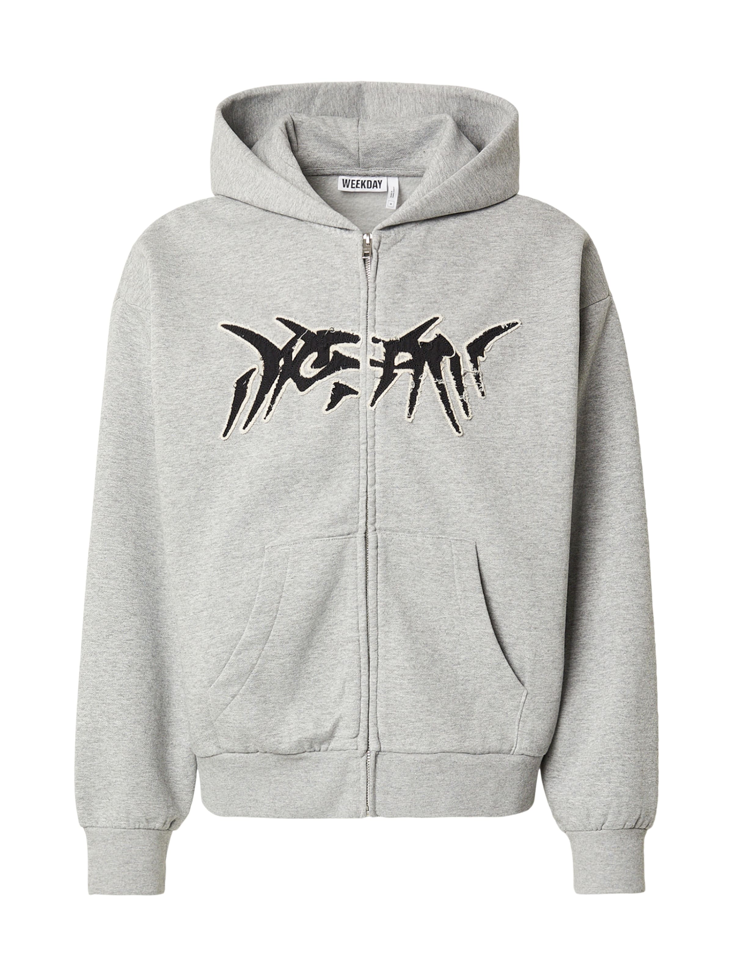 WEEKDAY Zip-Up Hoodie in Grey: front