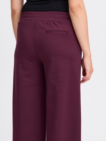 ICHI Wide leg Pleat-front trousers 'Kate' in Purple