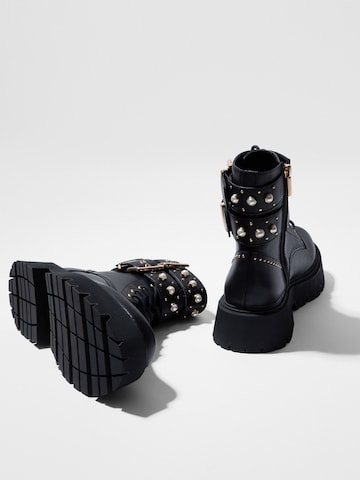 Bershka Lace-Up Ankle Boots in Black