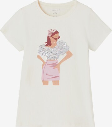 NAME IT Shirt 'HI LOUISE' in White: front