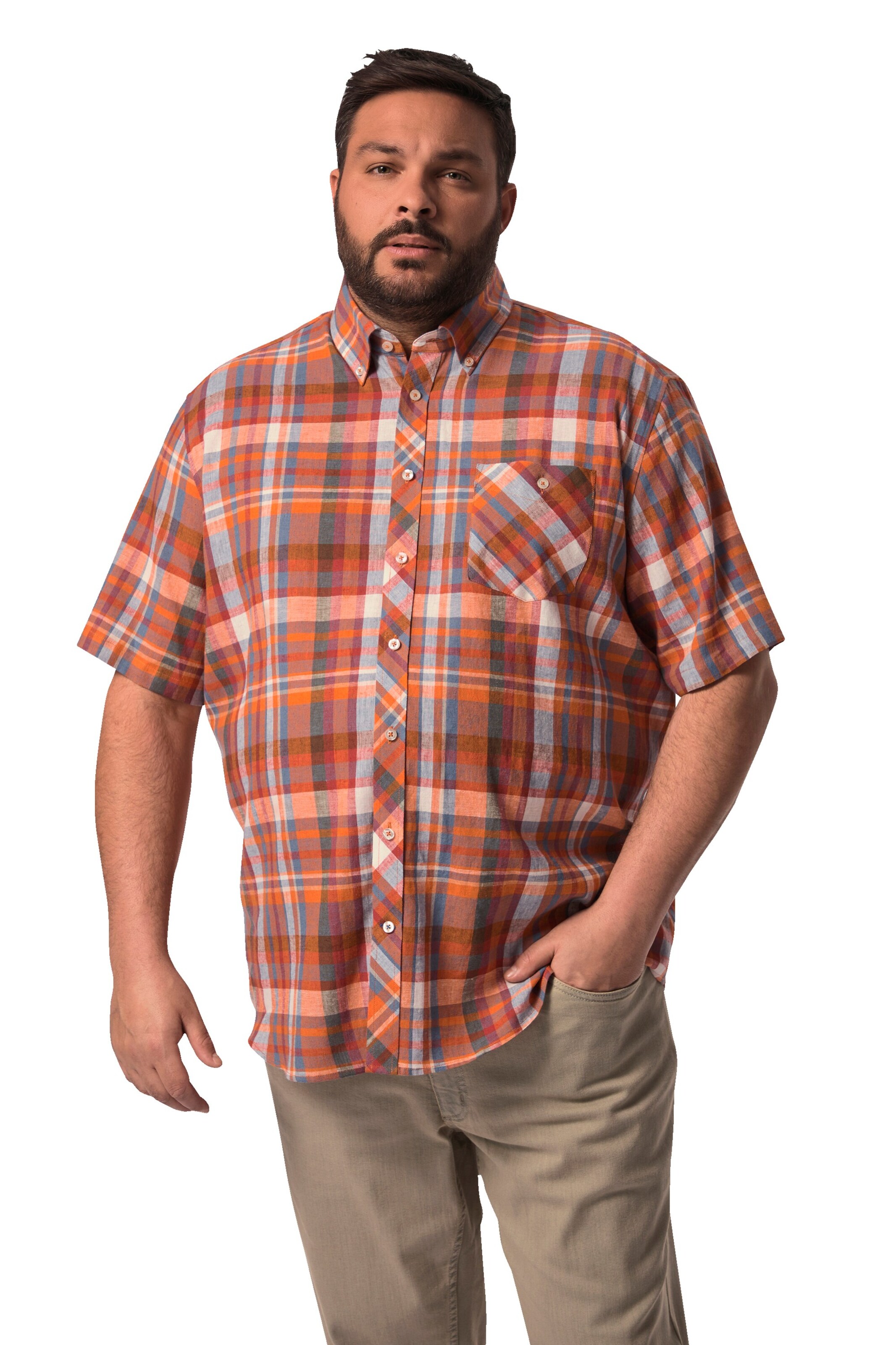 Boston Park Regular Fit Hemd in Orange: Vorderseite