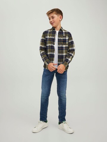 Jack & Jones Junior جينز مضبوط قميص 'Owen' بلون أخضر