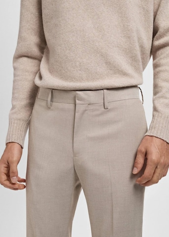 MANGO MAN Slim fit Pleated Pants 'Paris' in Beige