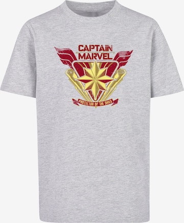 ABSOLUTE CULT Shirt 'Captain Marvel - Protector Of The Skies' in Grijs: voorkant