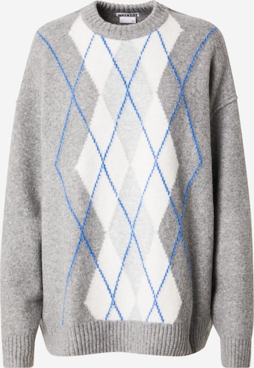 Megztinis 'Jules' iš WEEKDAY, spalva – tamsiai mėlyna / šviesiai pilka / margai pilka / balta, Prekių apžvalga