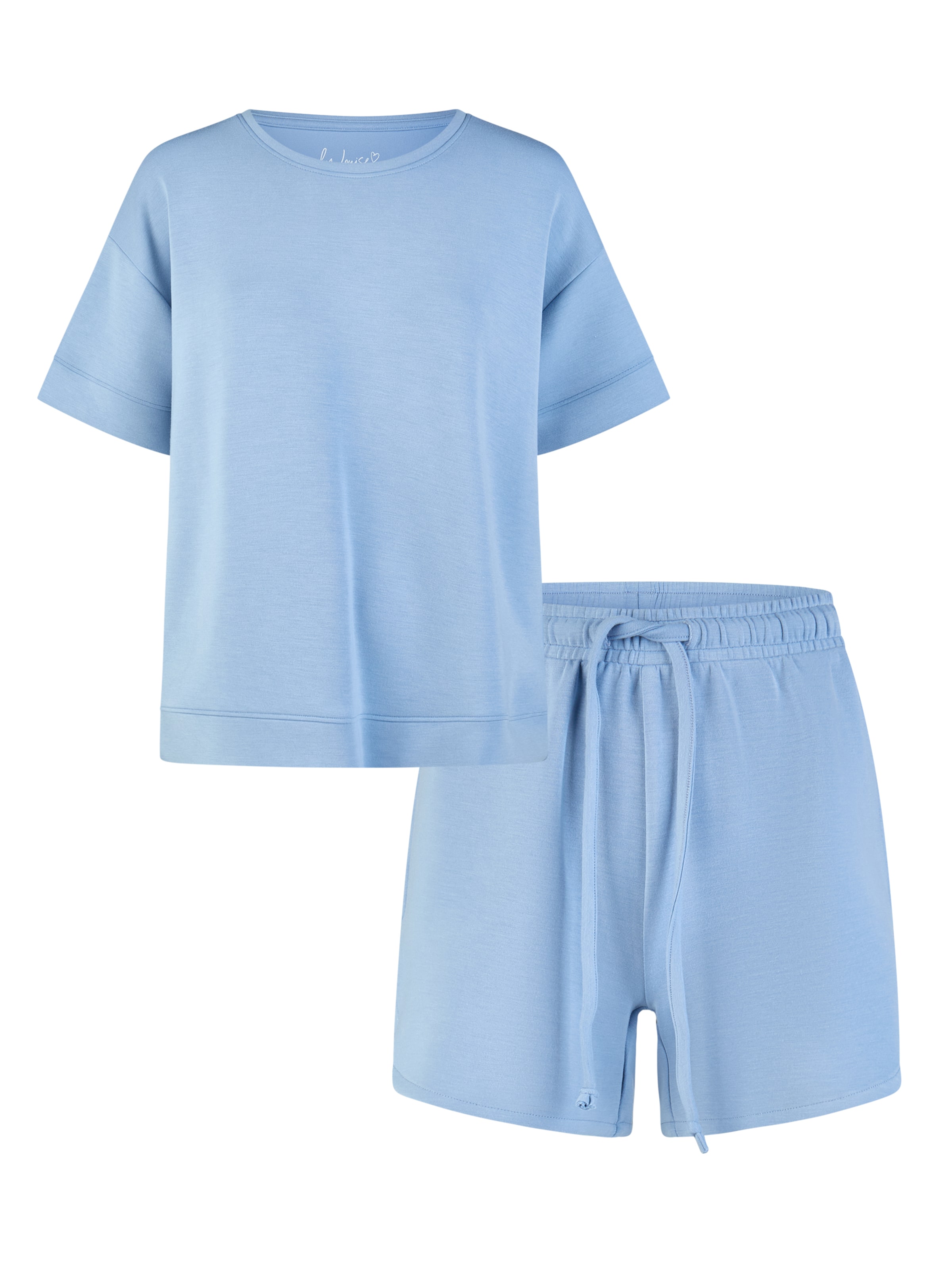 By Louise Pyjama 'Kort' in Blauw: voorkant
