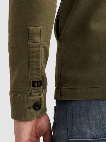 PME Legend Regular fit Skjorta 'Shirt jacket with garment-dye wash and button closure' i grön