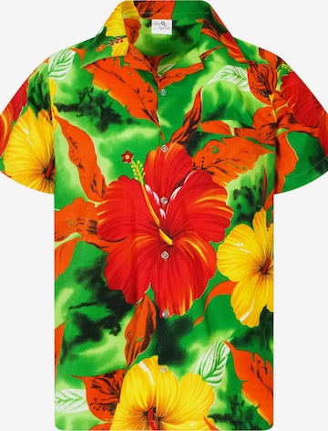 King Kameha T-shirt 'Big Flower' i grön: framsida