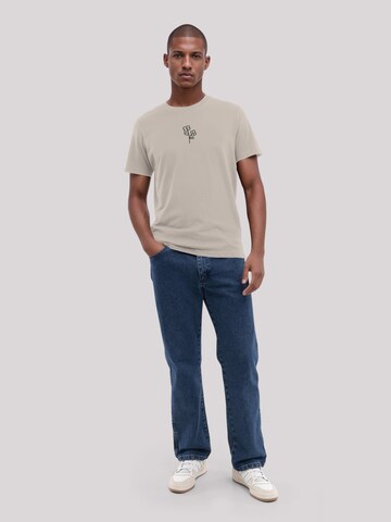 T-Shirt 'Handdrawn Flower' F4NT4STIC en beige