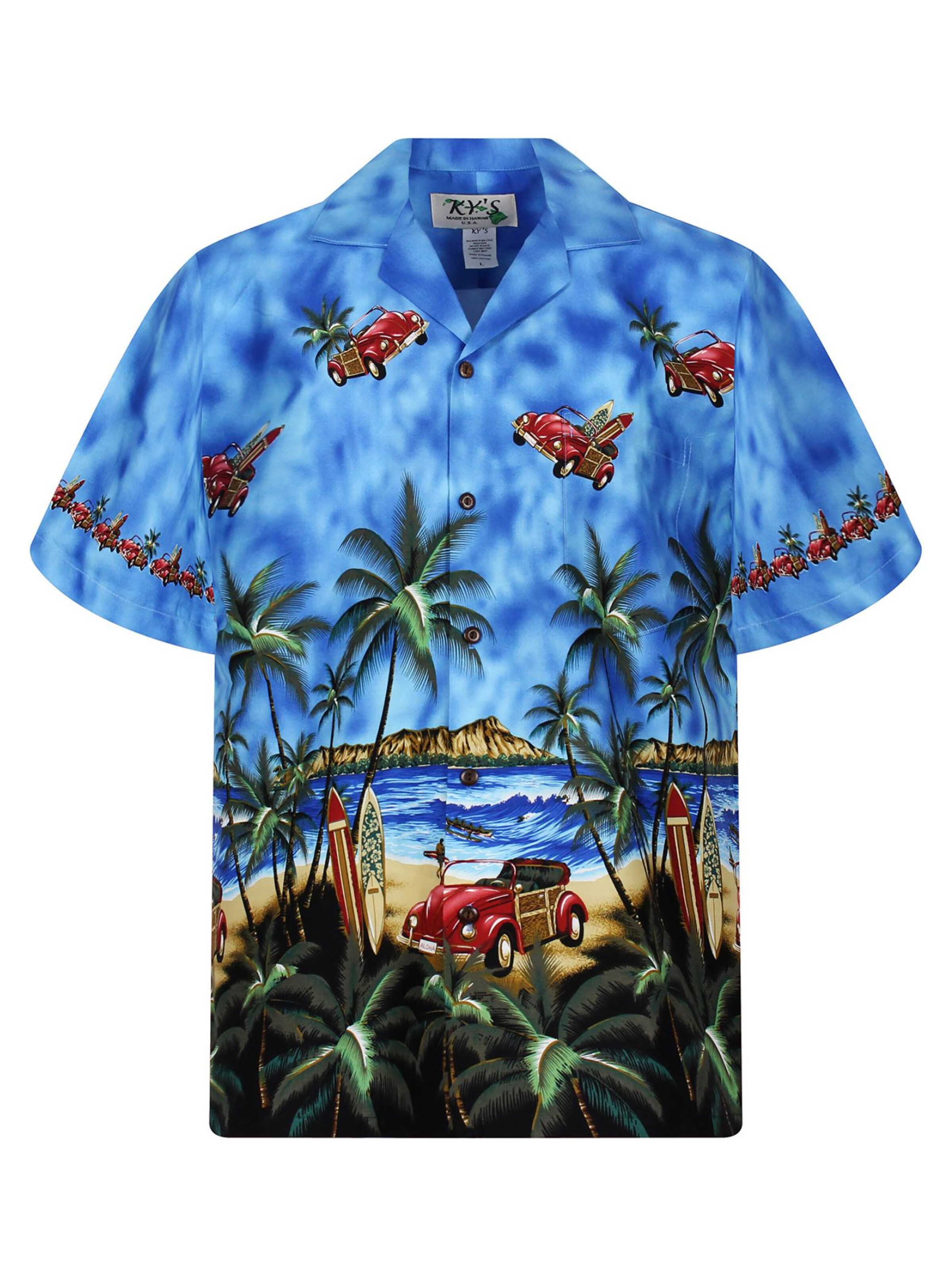 KY's Regular fit Button Up Shirt 'Fliegende Autos' in Blue: front