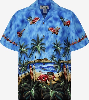 KY's Regular Fit Hemd 'Fliegende Autos' in Blau: Vorderseite