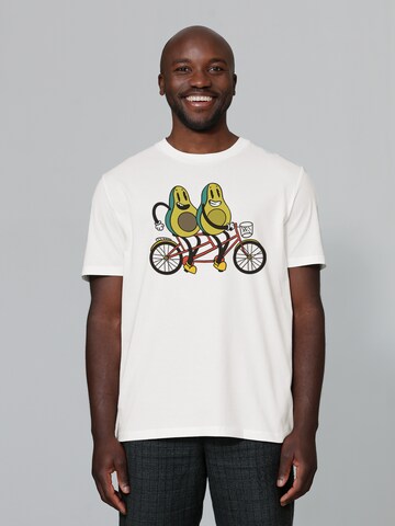 Watapparel Shirt 'Avocado Fahrrad' in Wit: voorkant