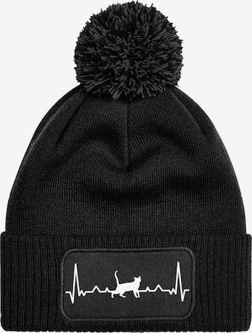 Youth Designz Mütze 'Heartbeat Katze' in Schwarz: Vorderseite