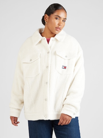 Tommy Jeans Curve Tussenjas in Wit: voorkant