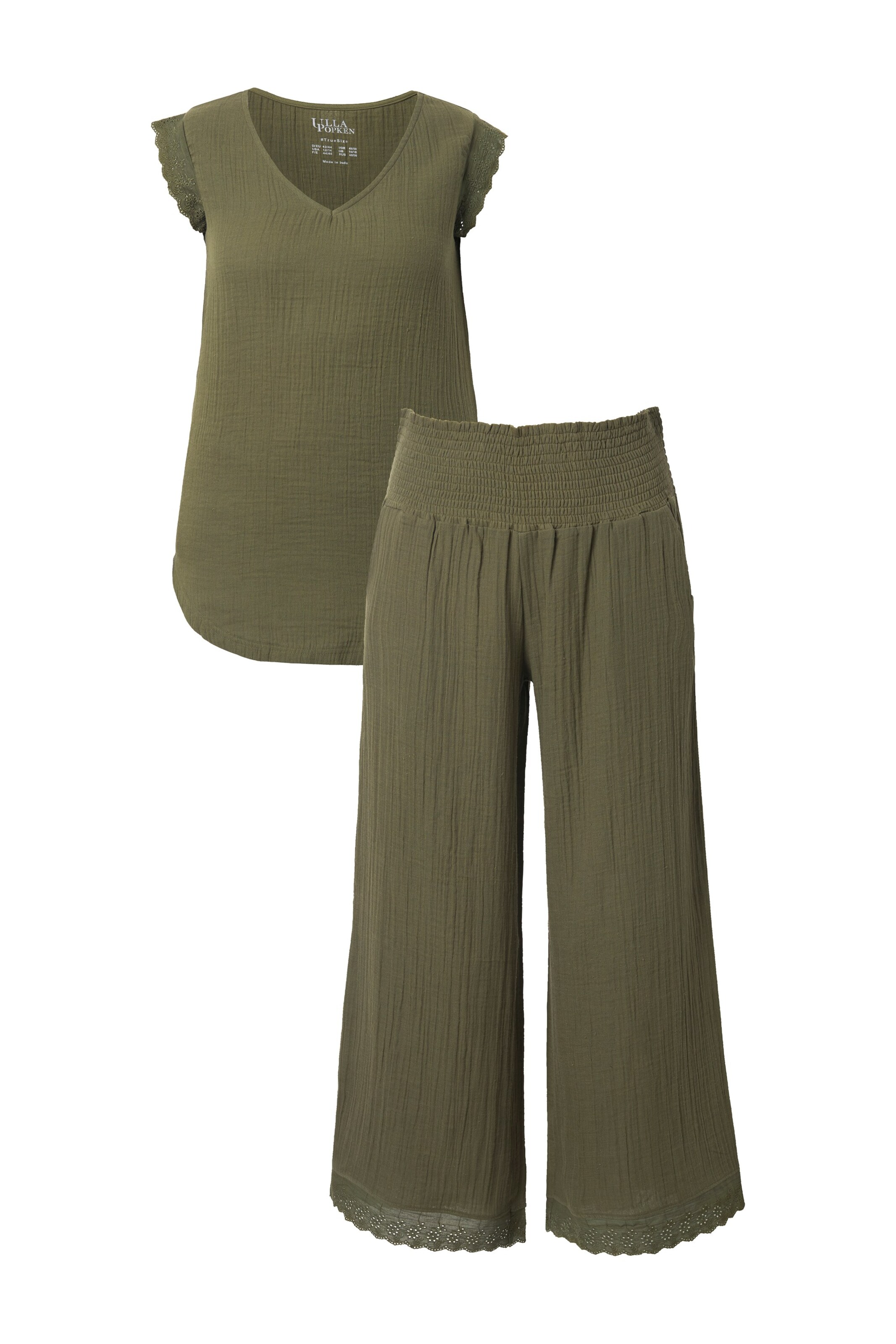 Ulla Popken Pyjamabroek in Groen: voorkant