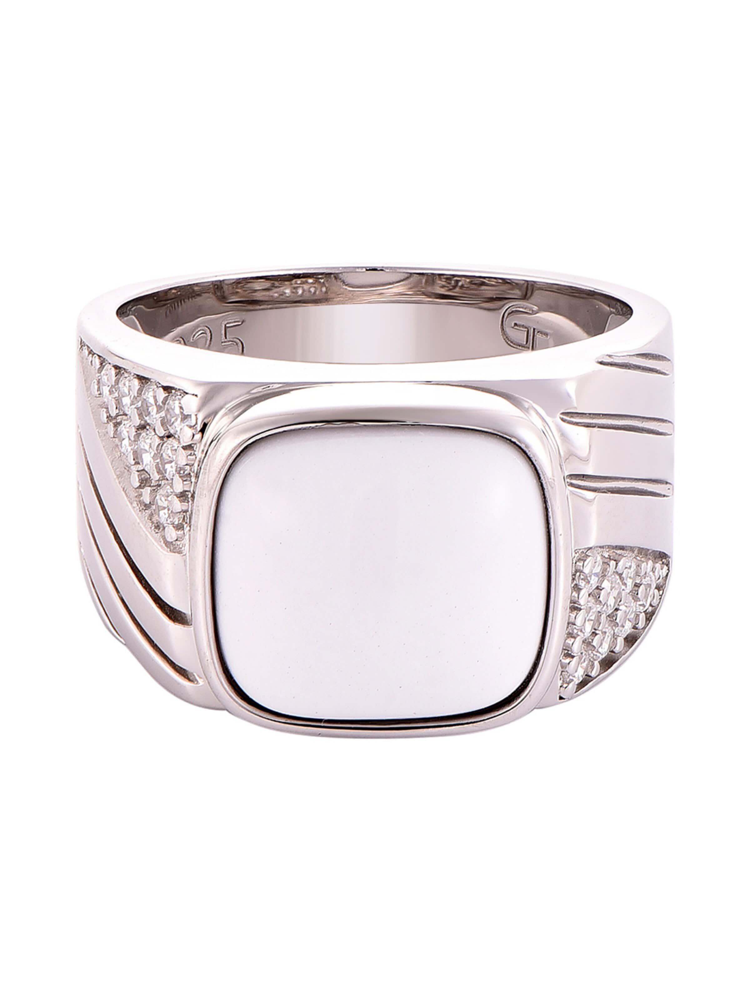 GT Collection Ring 'WHITE HOWLITE' in Silber: Vorderseite