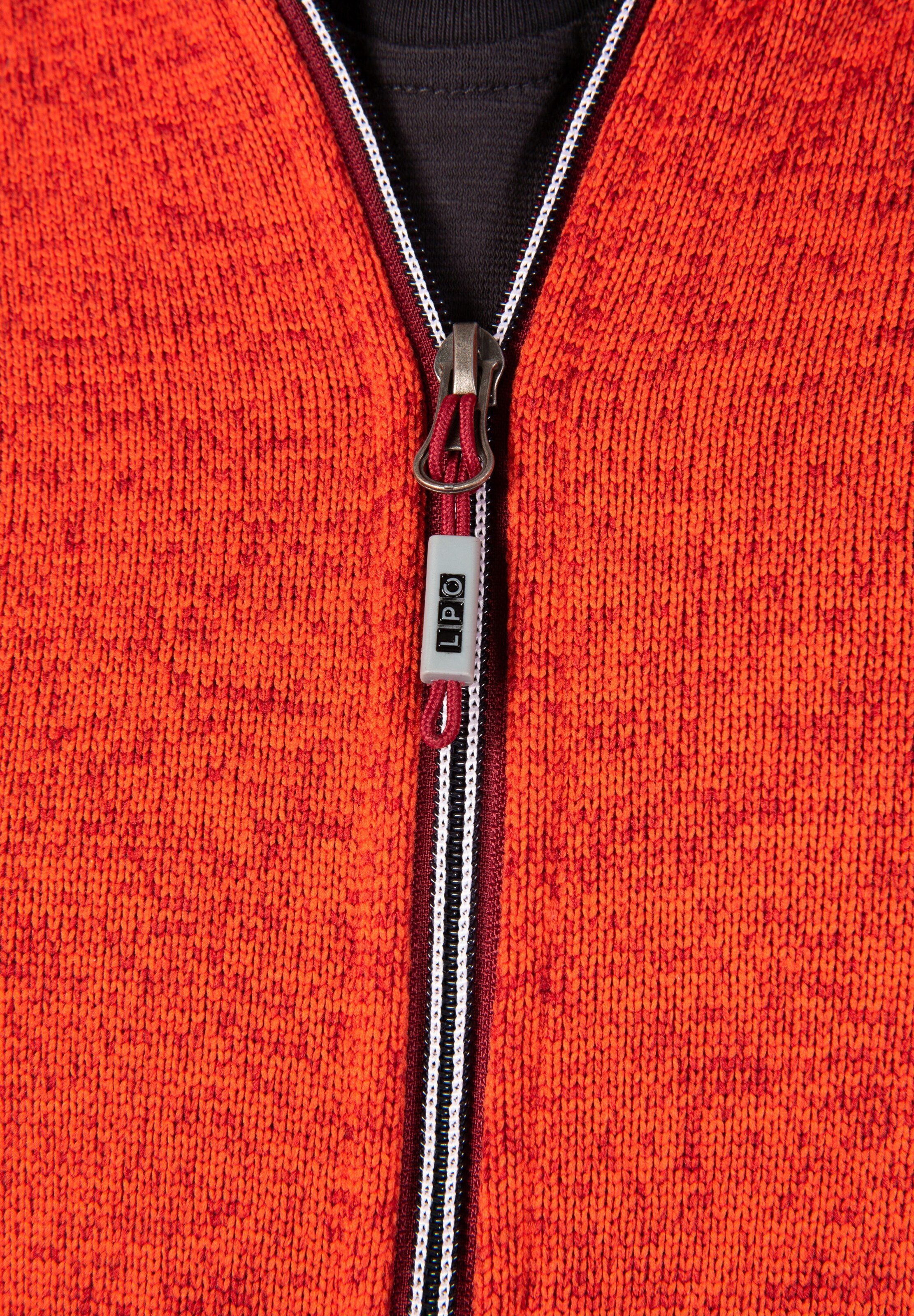Männer Große Größen LPO Strickjacke 'OWEN' in Orangemeliert - UQ50501 Männer Große Größen LPO Strickjacke 'OWEN' in Orangemeliert - UQ50501