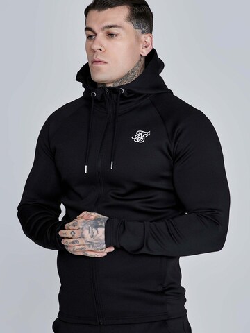SikSilk Sweatjacke 'Essentials Poly FullZip Hoodie' in Schwarz: Vorderseite