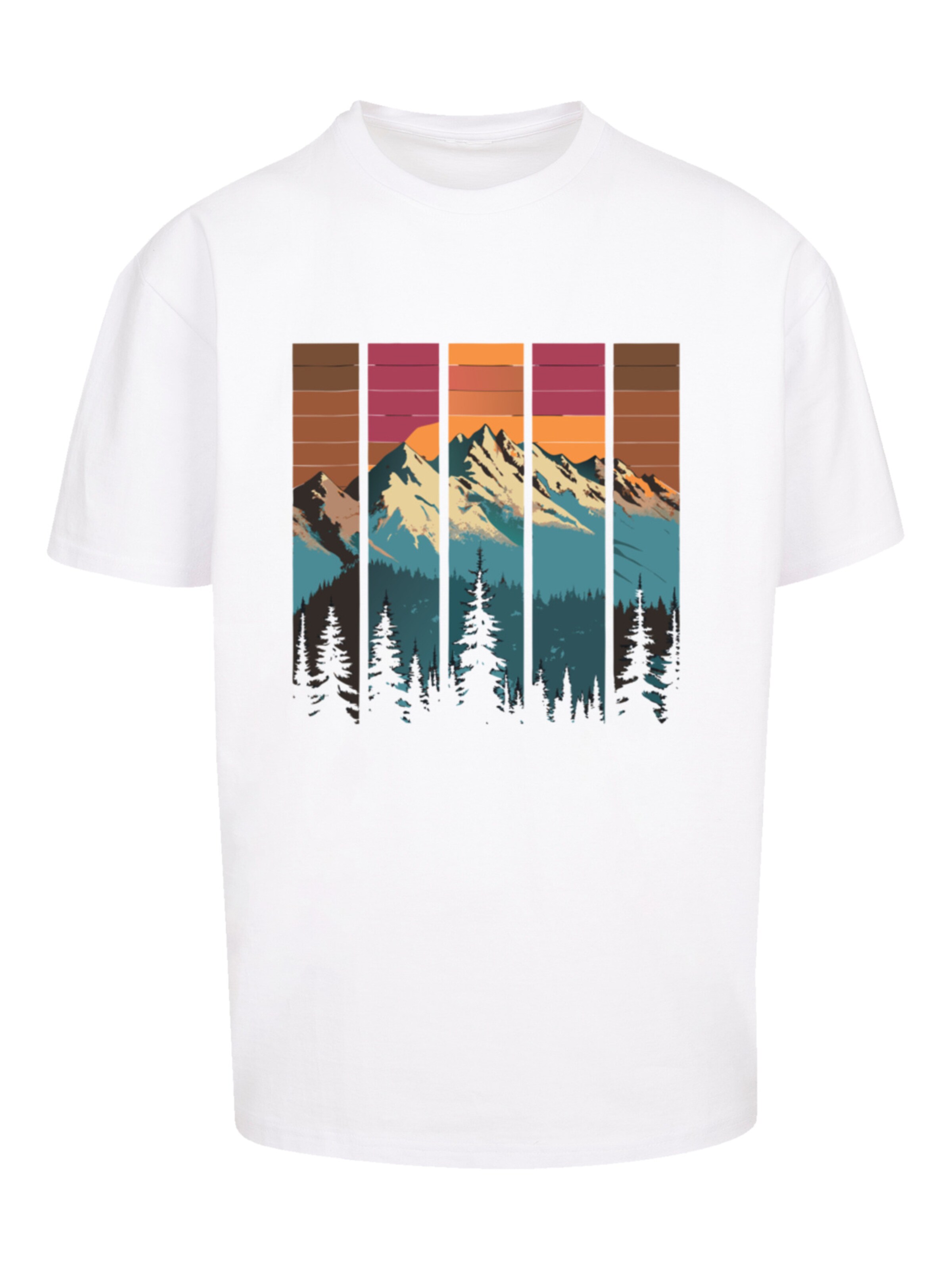 F4NT4STIC Shirt 'Berg Sonnenuntergang Retro' in Wit: voorkant