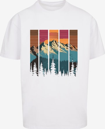 F4NT4STIC Shirt 'Berg Sonnenuntergang Retro' in White: front