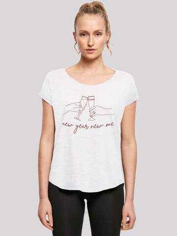 T-shirt 'Silvester Party new year new me' F4NT4STIC en blanc : devant